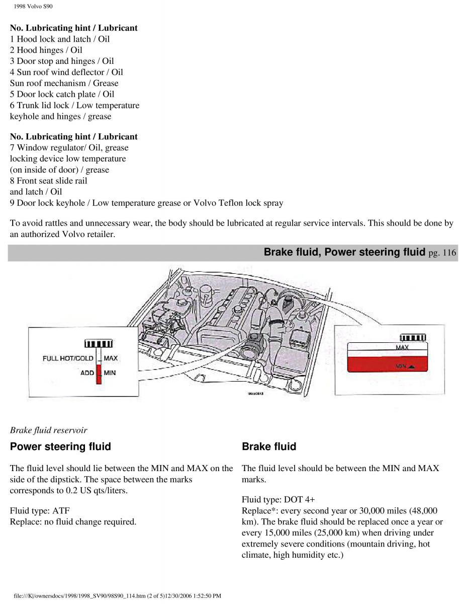 Volvo S90 V90 960 owners manual / page 126