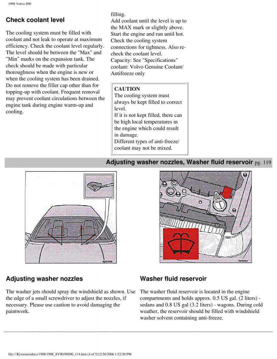 Volvo S90 V90 960 owners manual / page 128