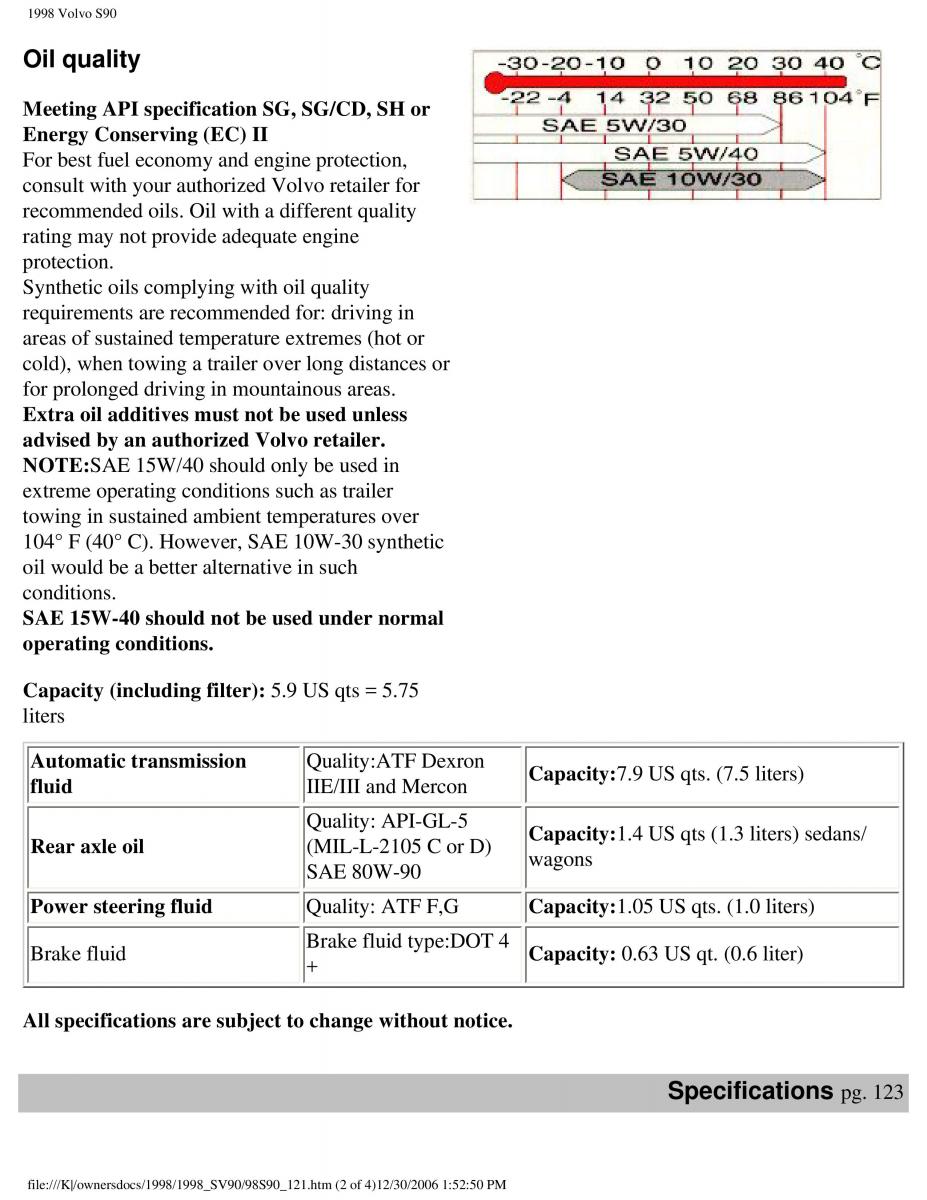 Volvo S90 V90 960 owners manual / page 131