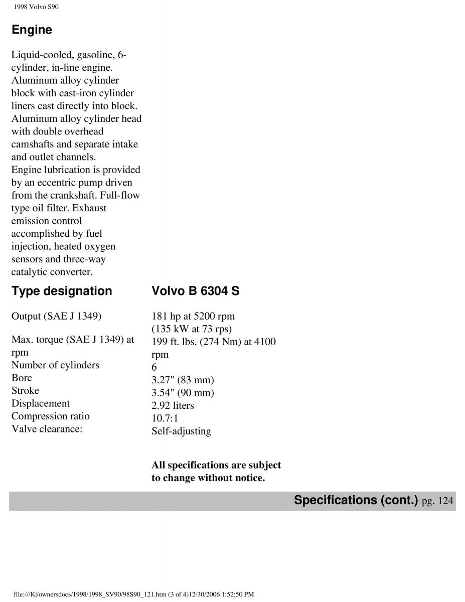 Volvo S90 V90 960 owners manual / page 132