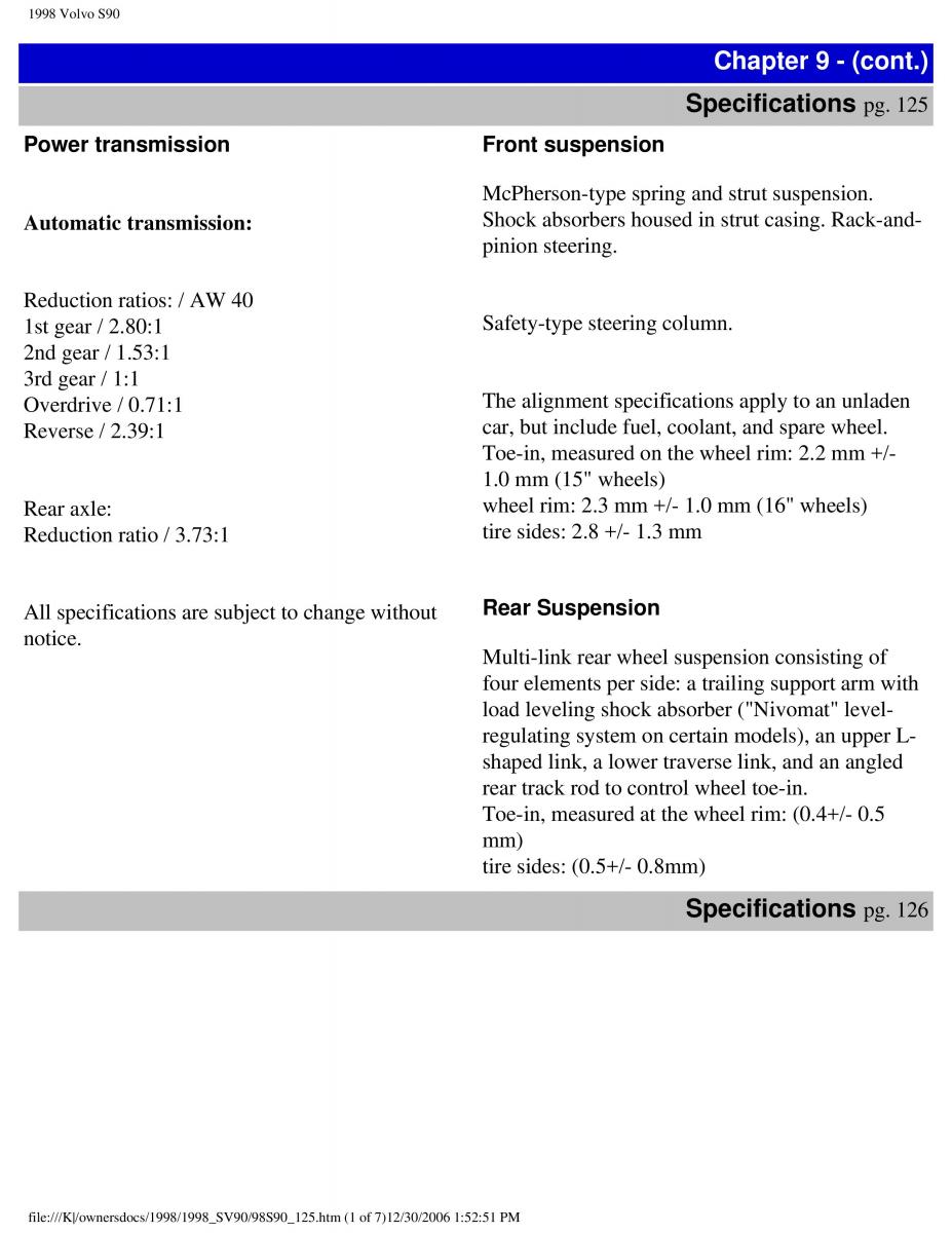 Volvo S90 V90 960 owners manual / page 134