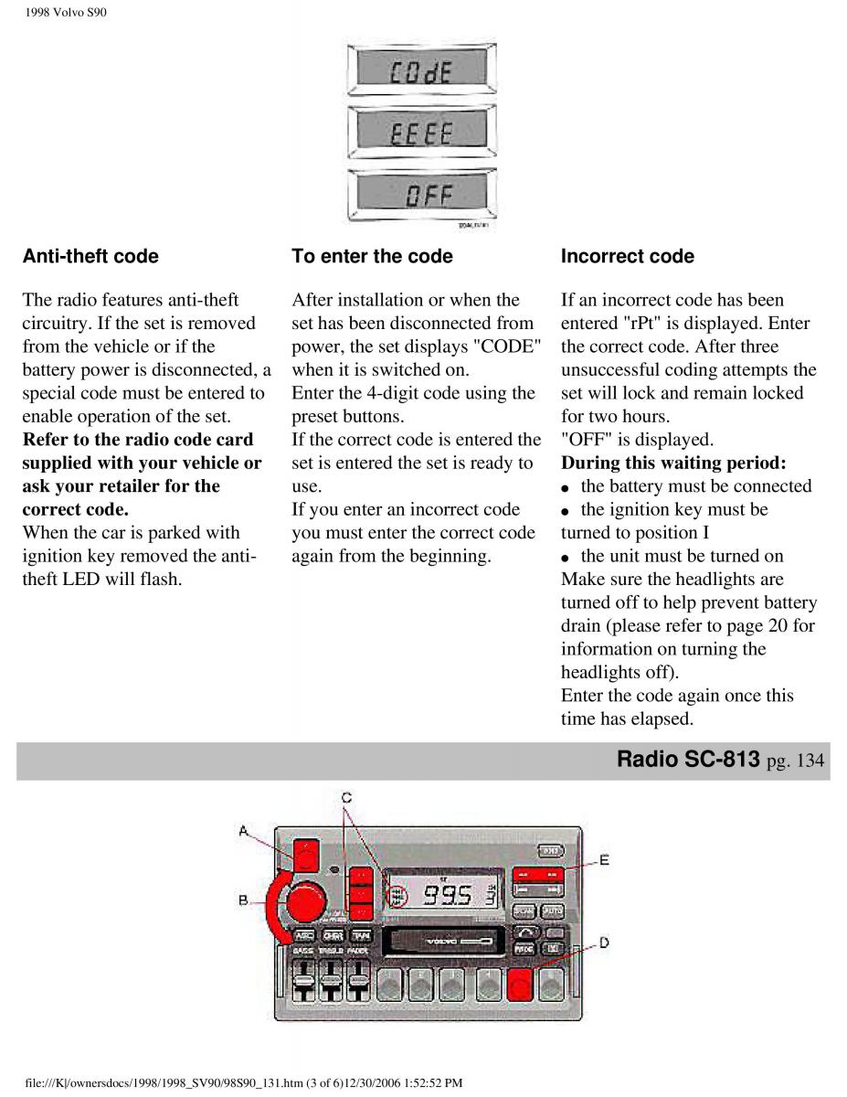 Volvo S90 V90 960 owners manual / page 143