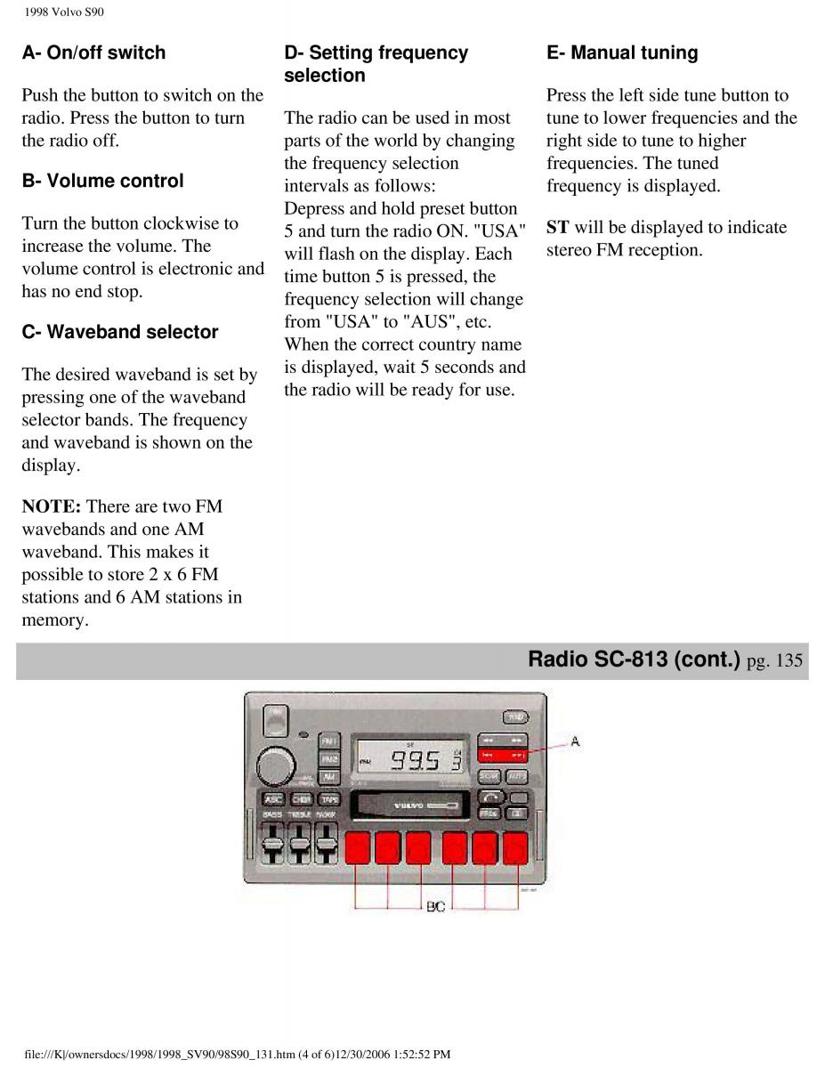 Volvo S90 V90 960 owners manual / page 144