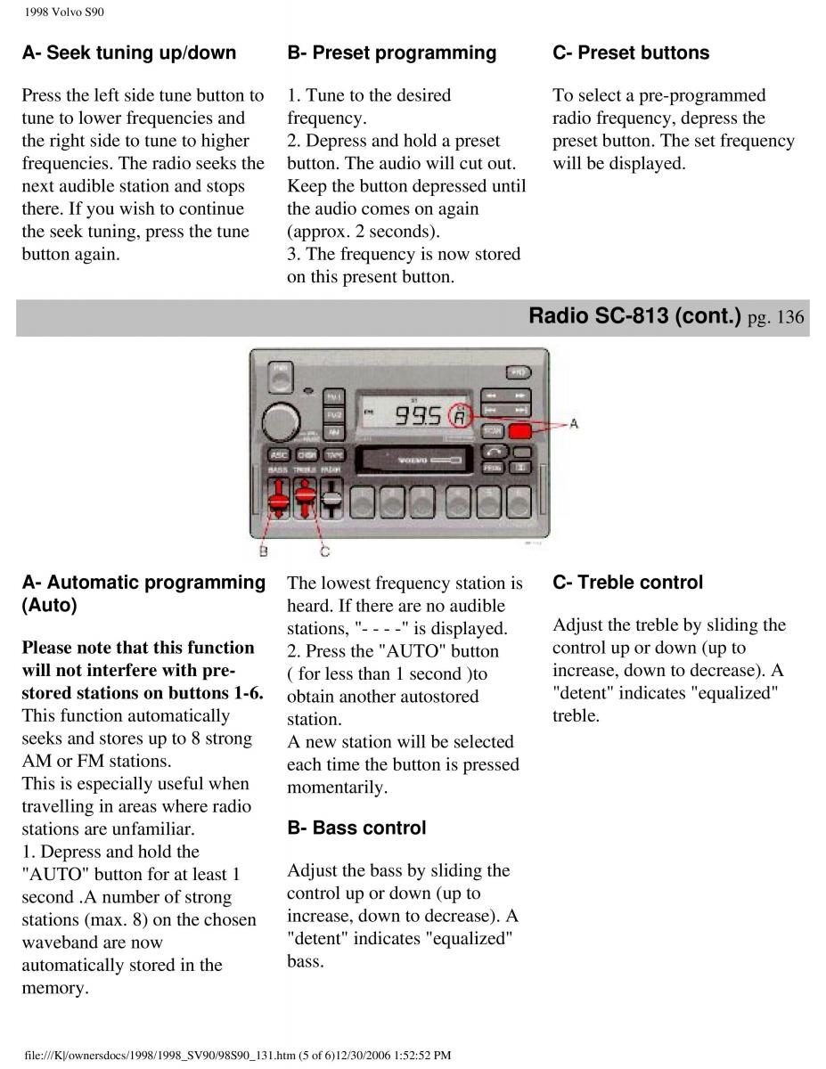 Volvo S90 V90 960 owners manual / page 145