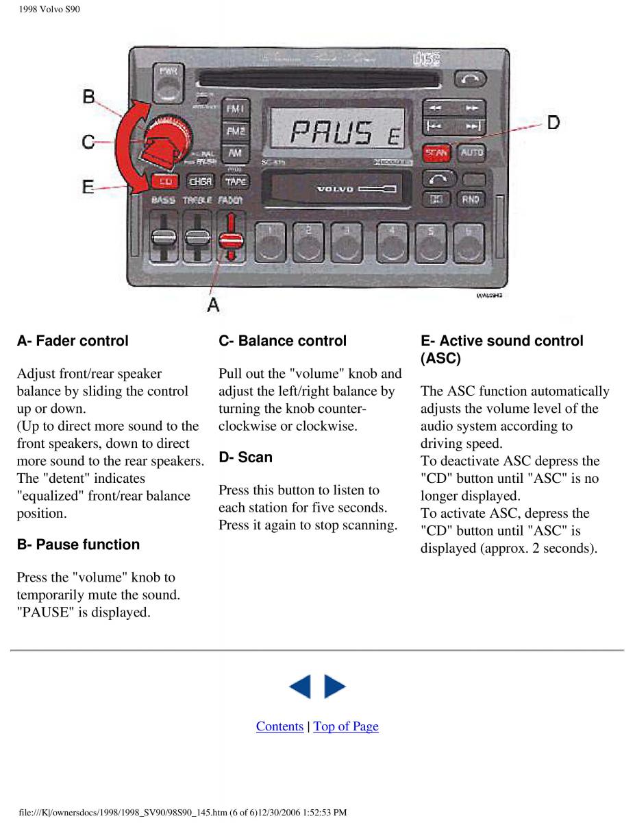 Volvo S90 V90 960 owners manual / page 158