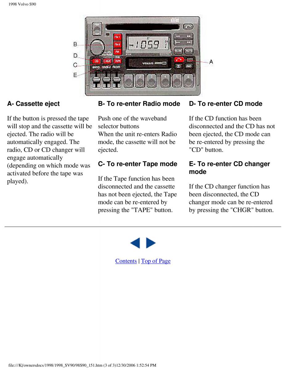 Volvo S90 V90 960 owners manual / page 161