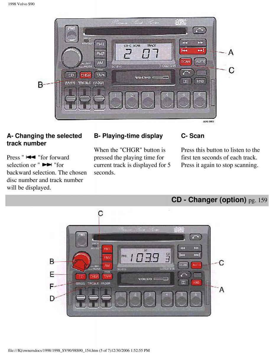 Volvo S90 V90 960 owners manual / page 166