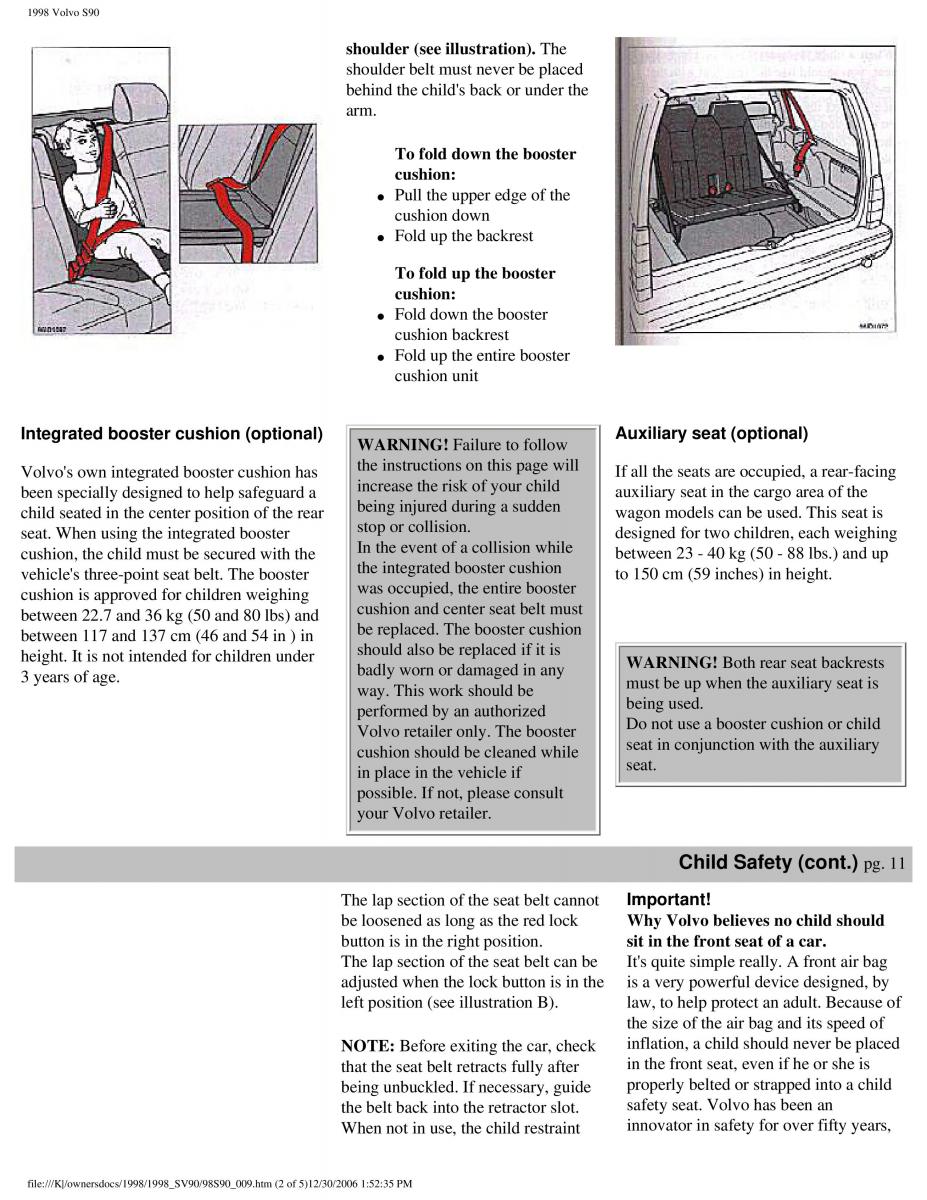 Volvo S90 V90 960 owners manual / page 18