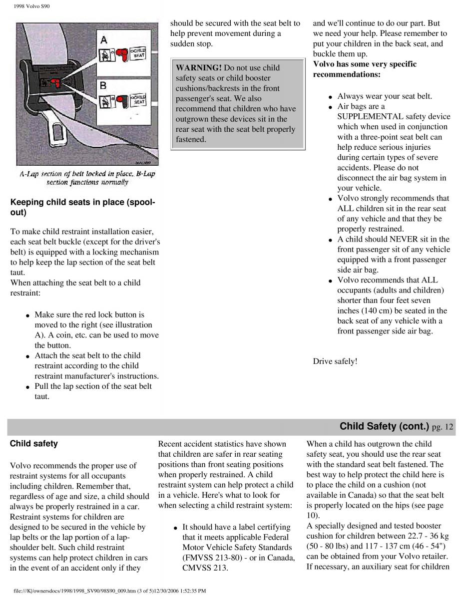 Volvo S90 V90 960 owners manual / page 19