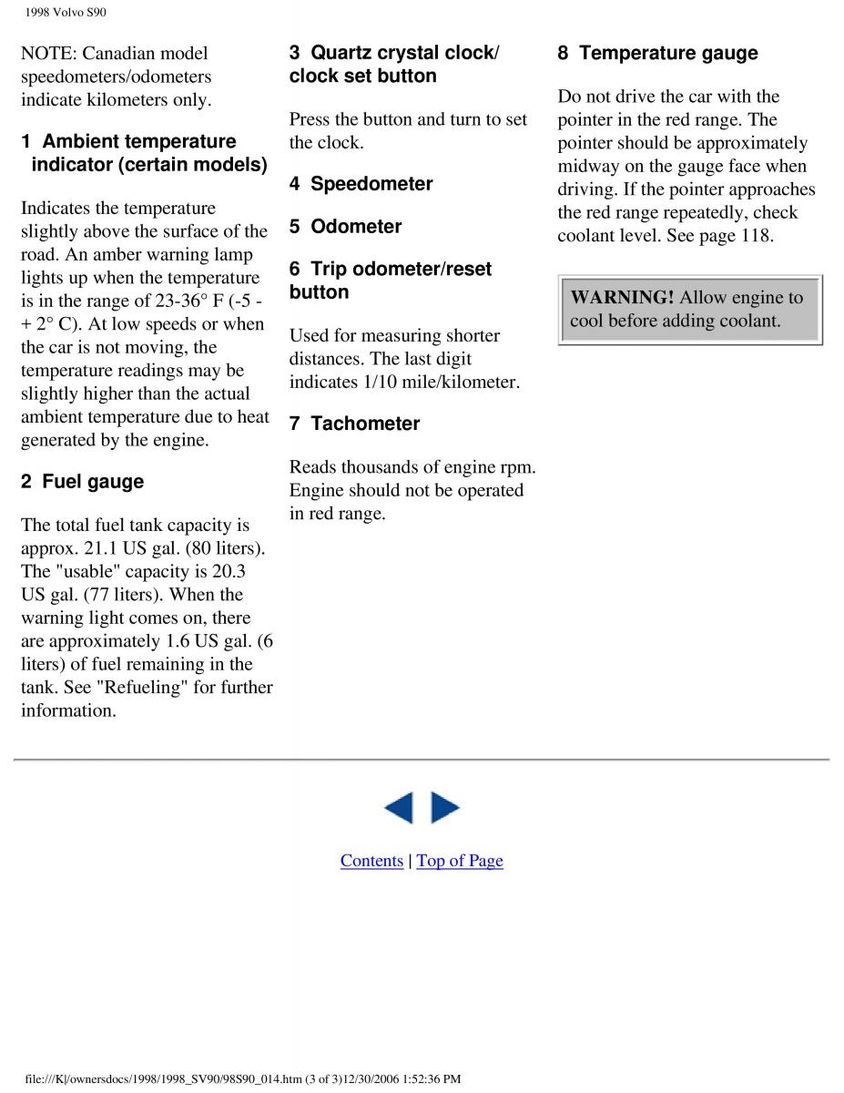 Volvo S90 V90 960 owners manual / page 24