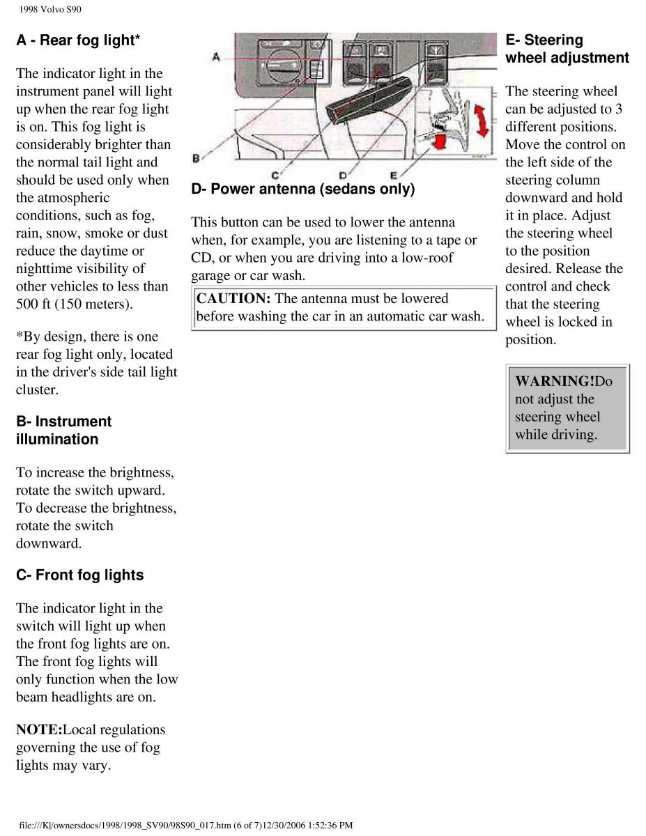 Volvo S90 V90 960 owners manual / page 30