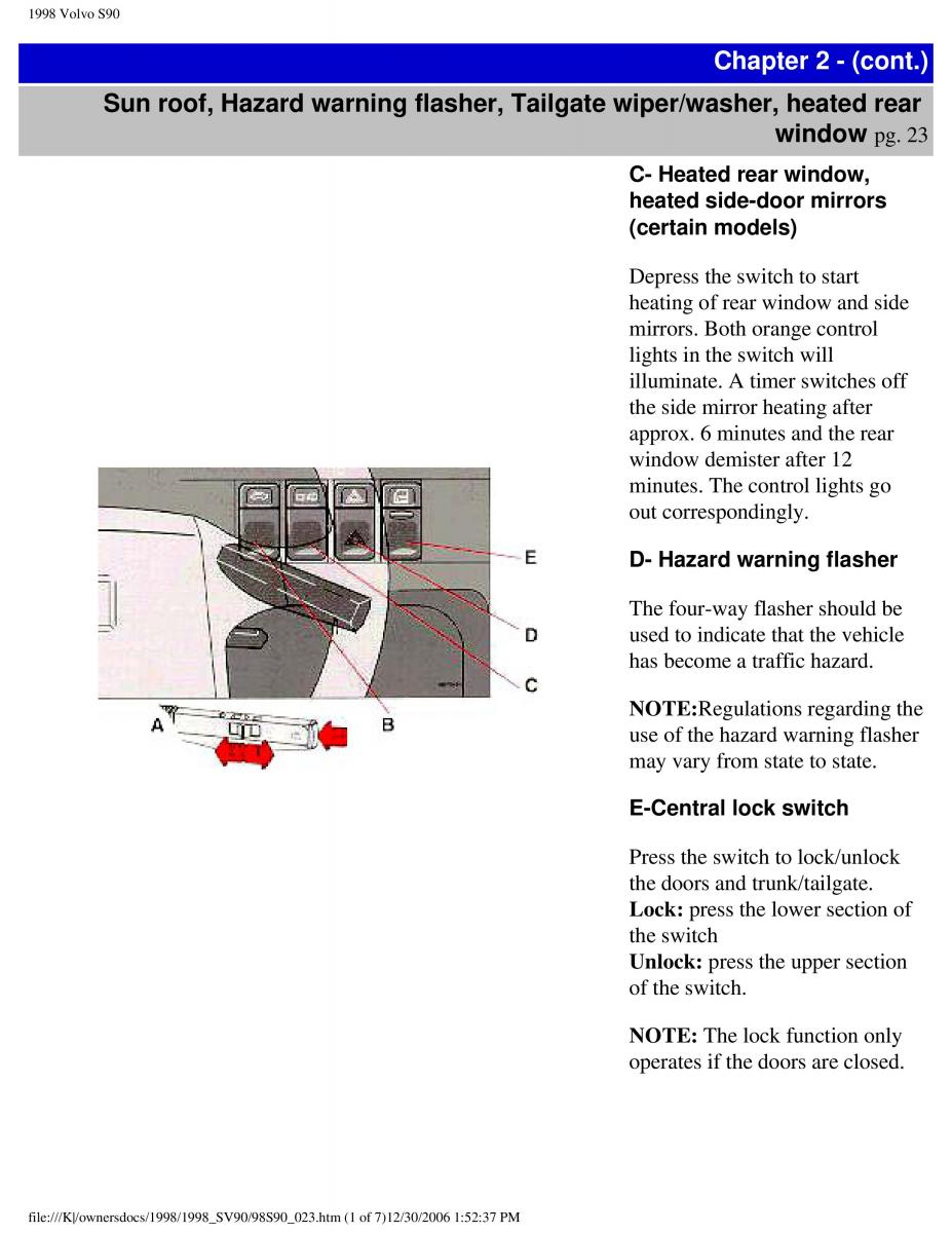 Volvo S90 V90 960 owners manual / page 32