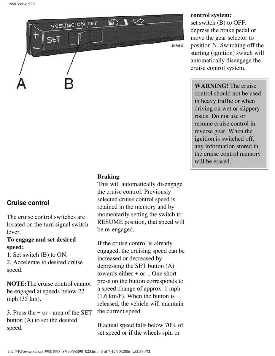 Volvo S90 V90 960 owners manual / page 34