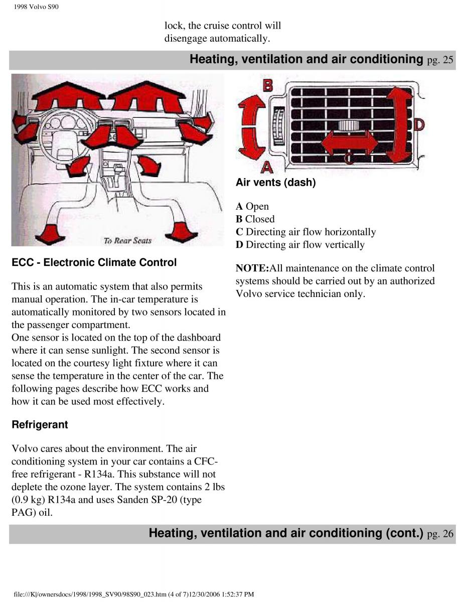 Volvo S90 V90 960 owners manual / page 35