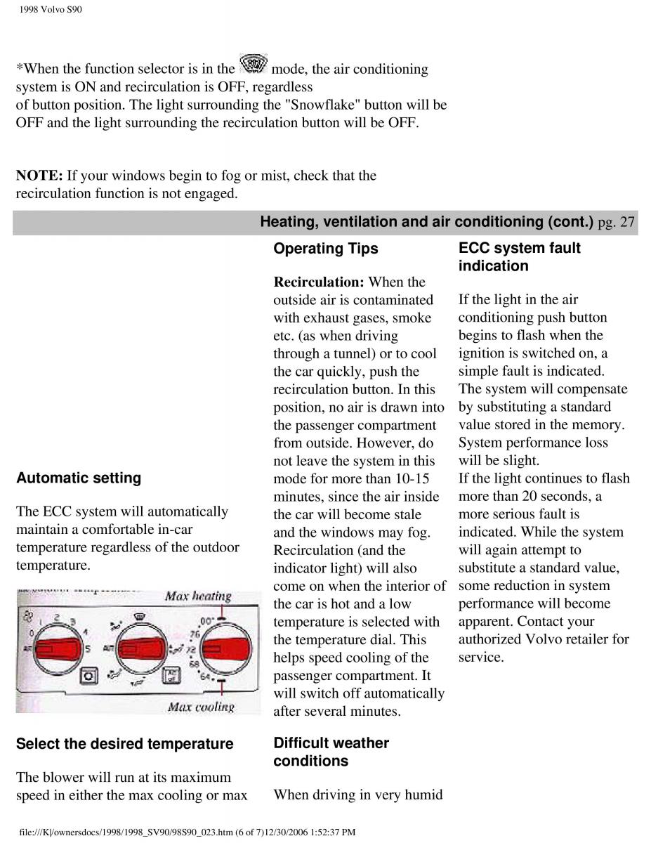 Volvo S90 V90 960 owners manual / page 37