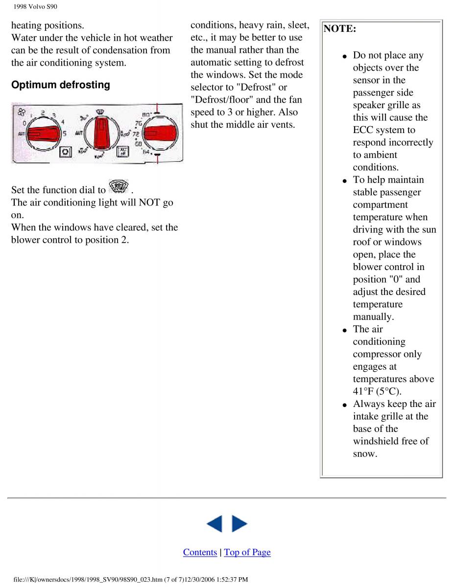 Volvo S90 V90 960 owners manual / page 38