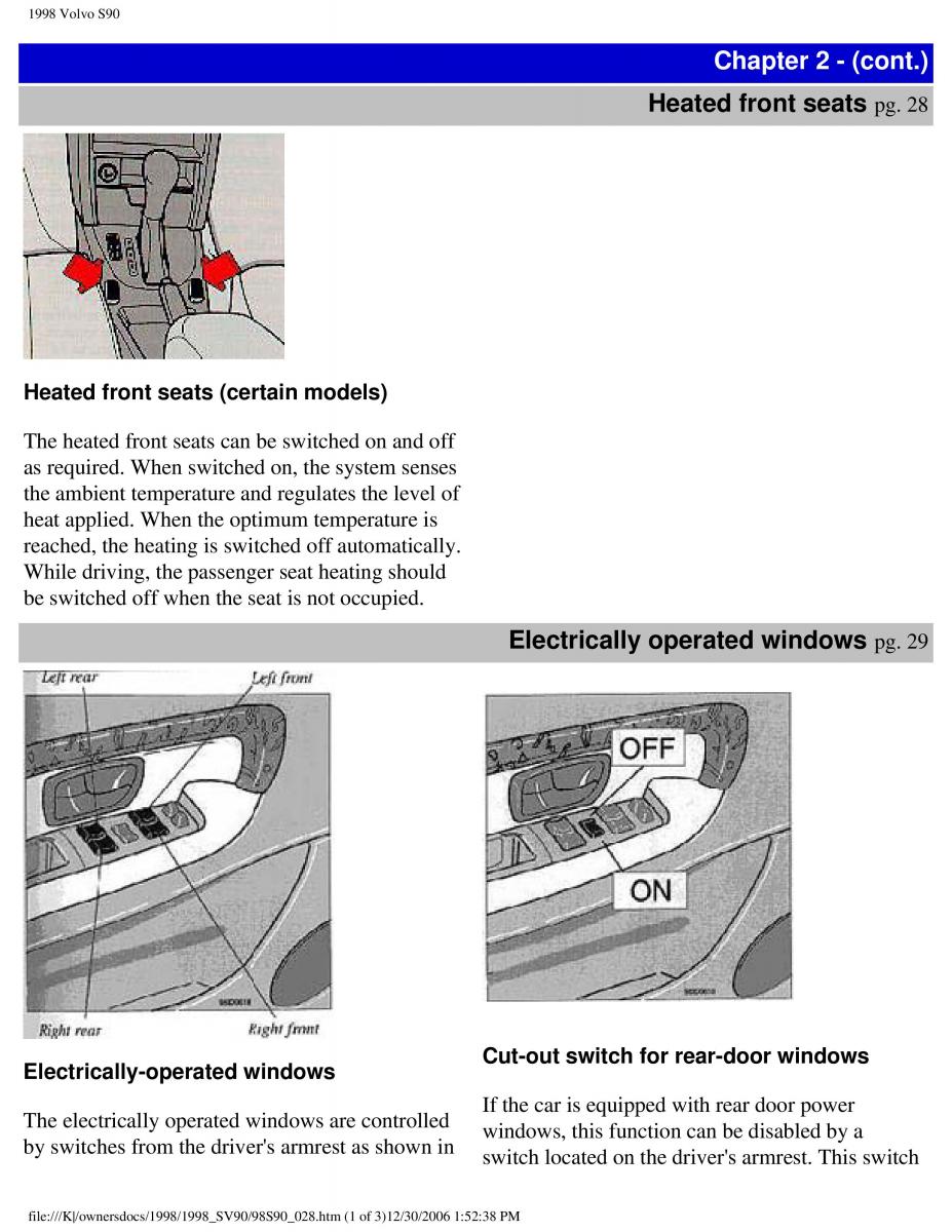 Volvo S90 V90 960 owners manual / page 39