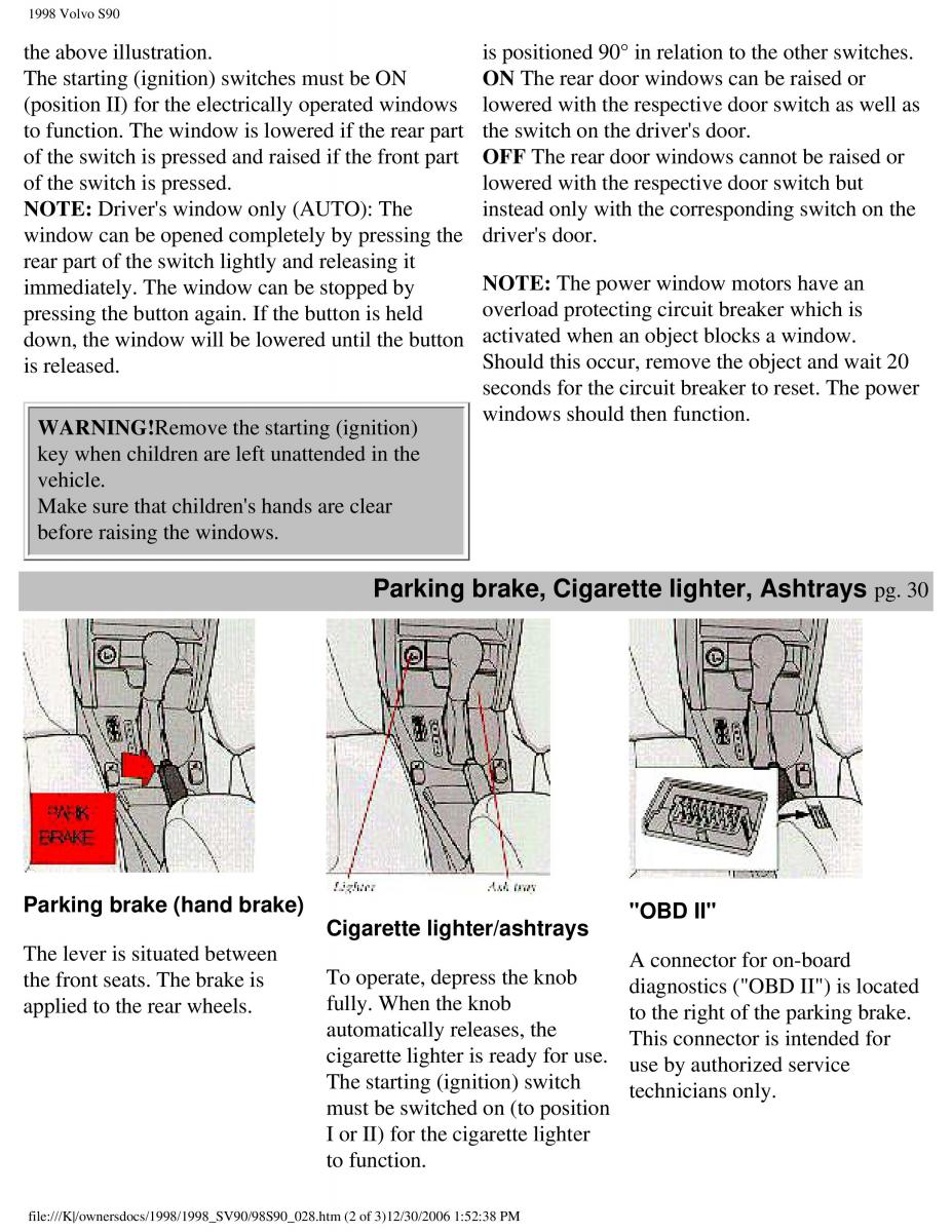 Volvo S90 V90 960 owners manual / page 40