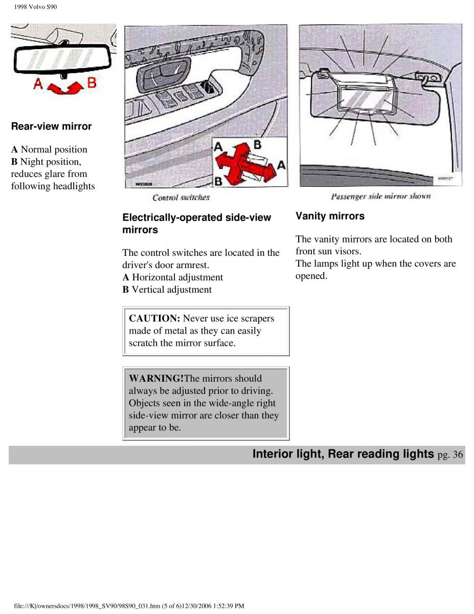 Volvo S90 V90 960 owners manual / page 46