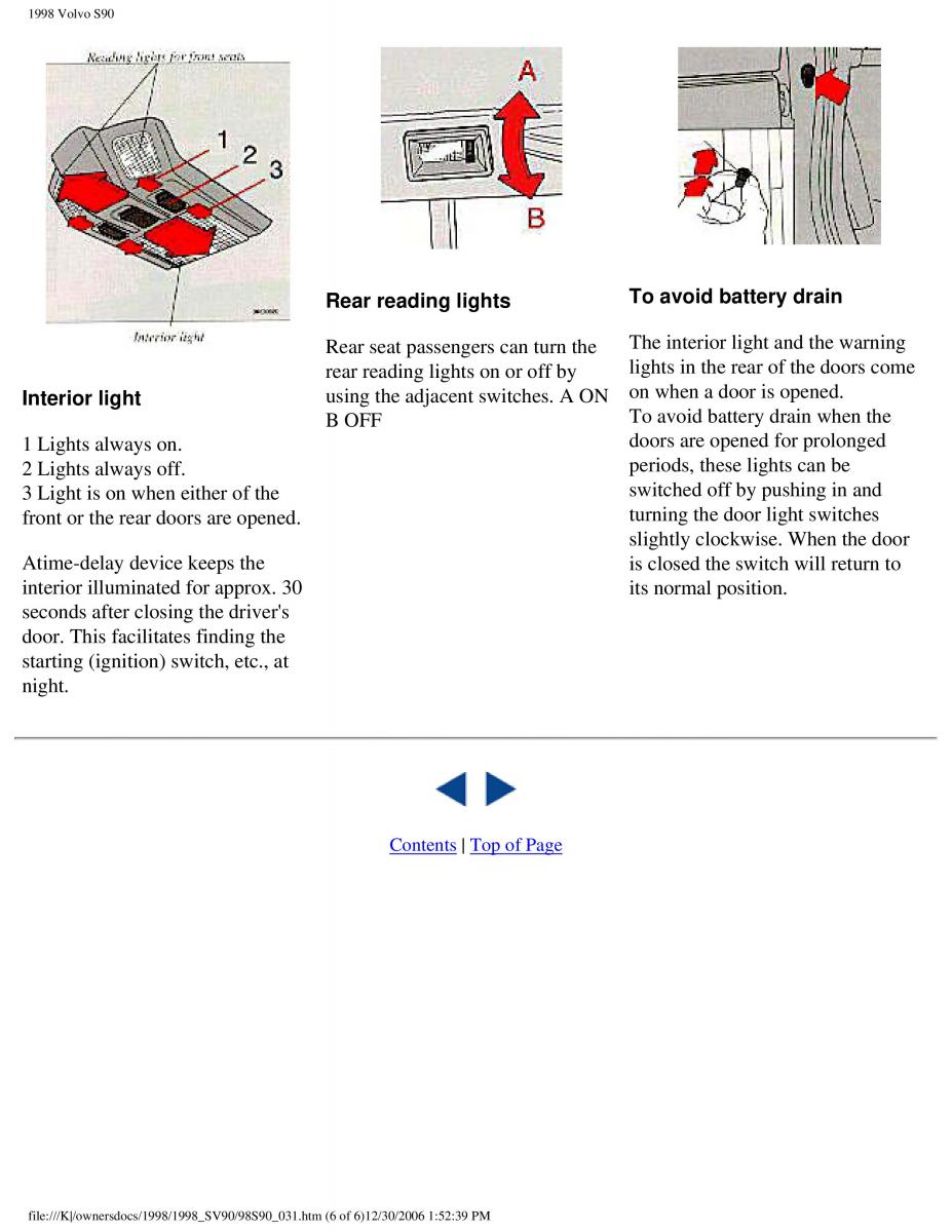 Volvo S90 V90 960 owners manual / page 47