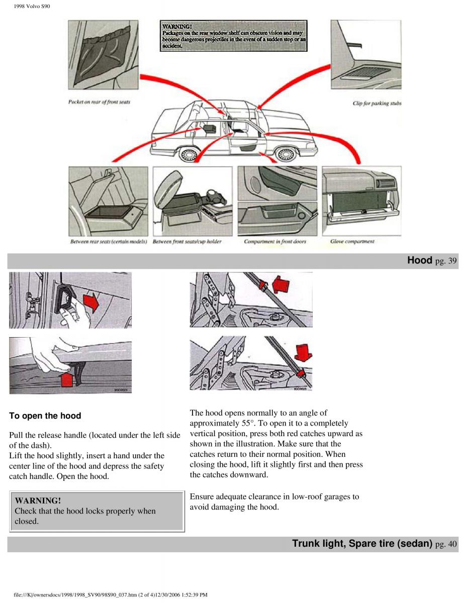 Volvo S90 V90 960 owners manual / page 49