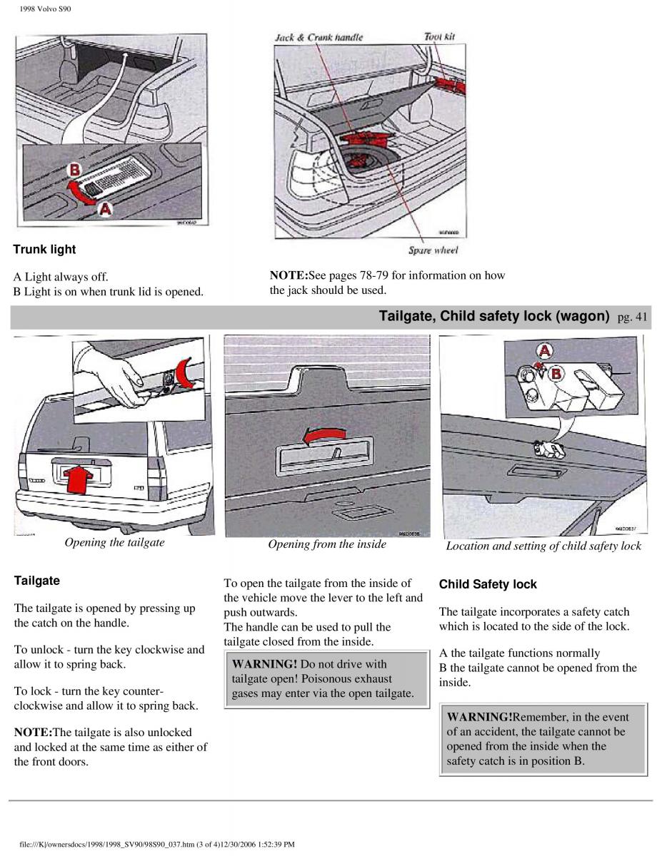 Volvo S90 V90 960 owners manual / page 50