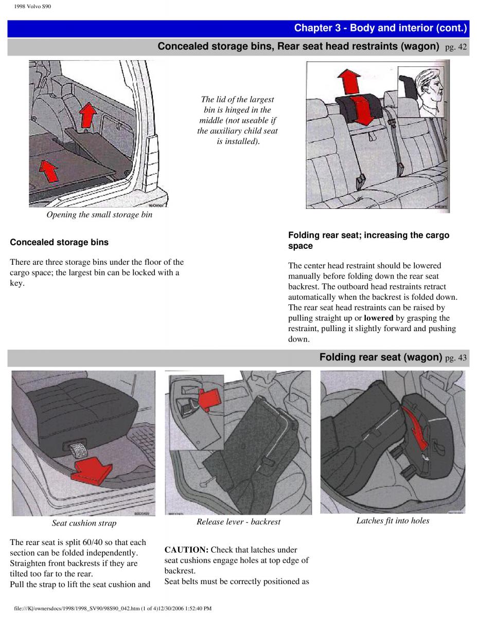 Volvo S90 V90 960 owners manual / page 52