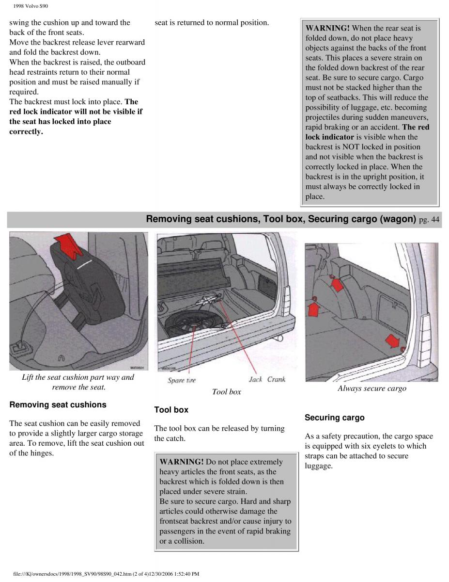 Volvo S90 V90 960 owners manual / page 53