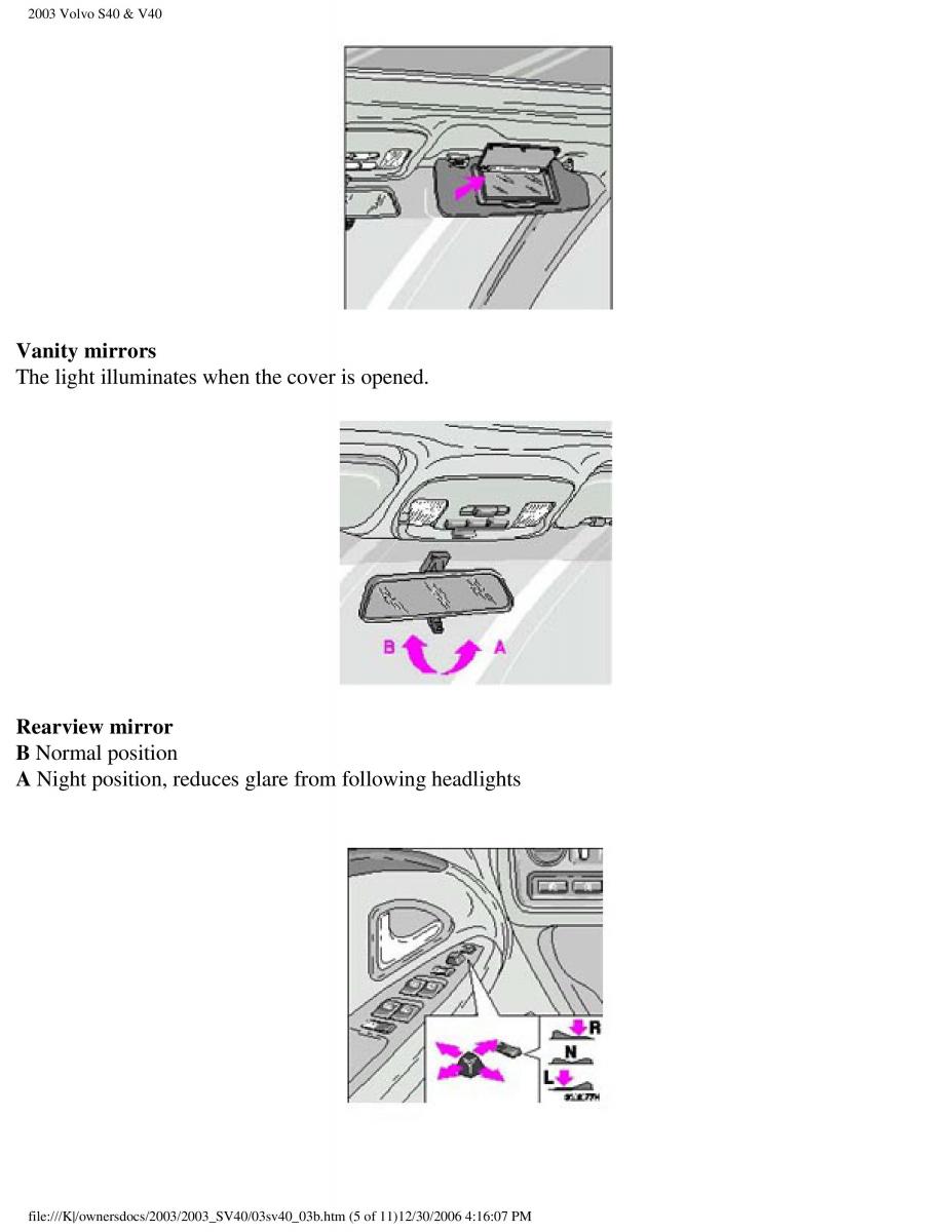 Volvo V40 S40 owners manual / page 70