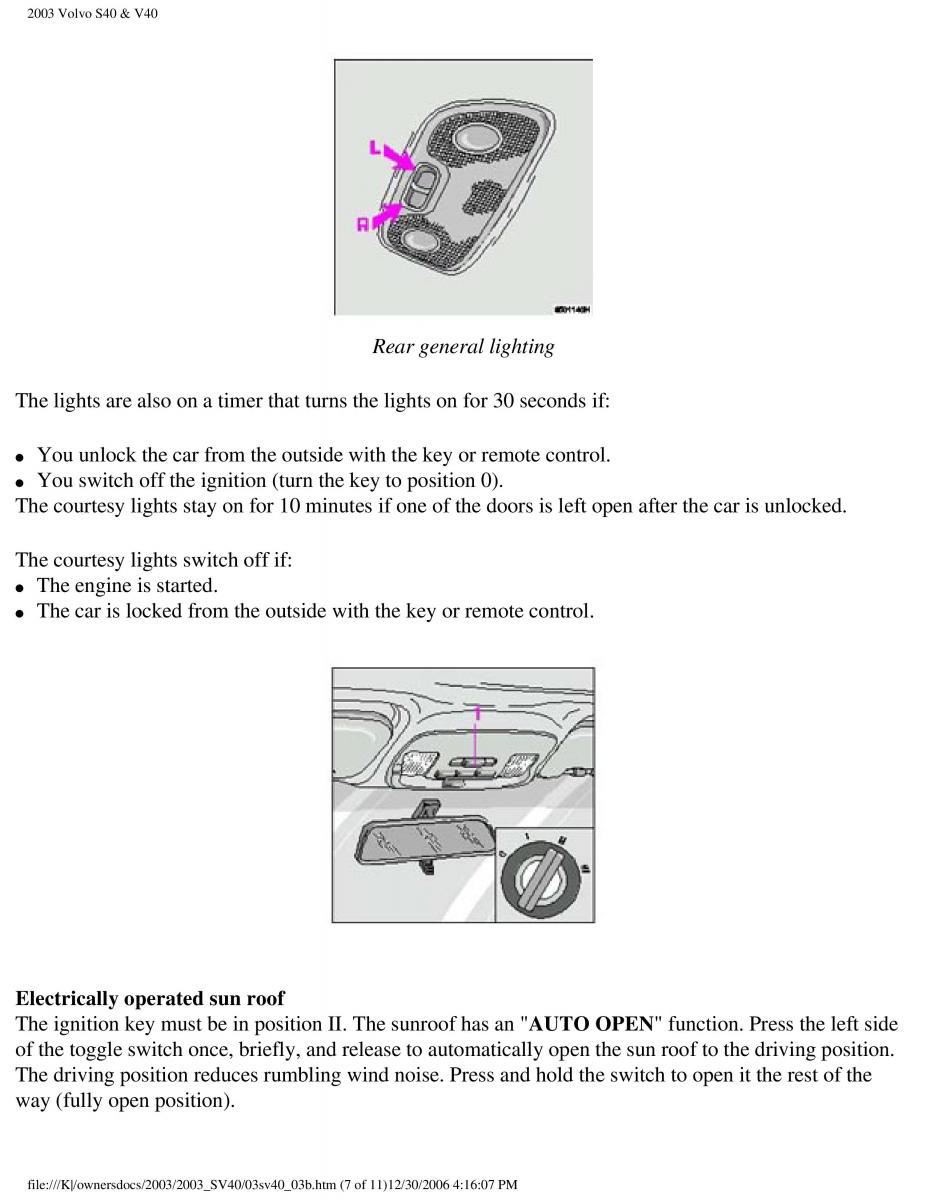 Volvo V40 S40 owners manual / page 72