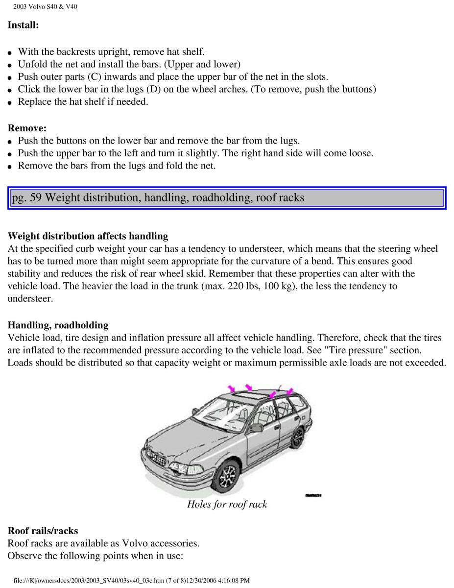 Volvo V40 S40 owners manual / page 83