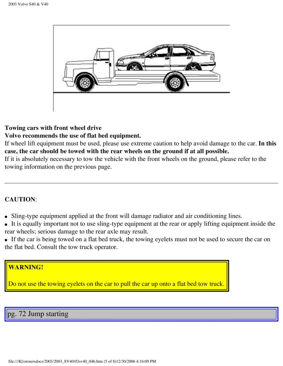 Volvo V40 S40 owners manual / page 99