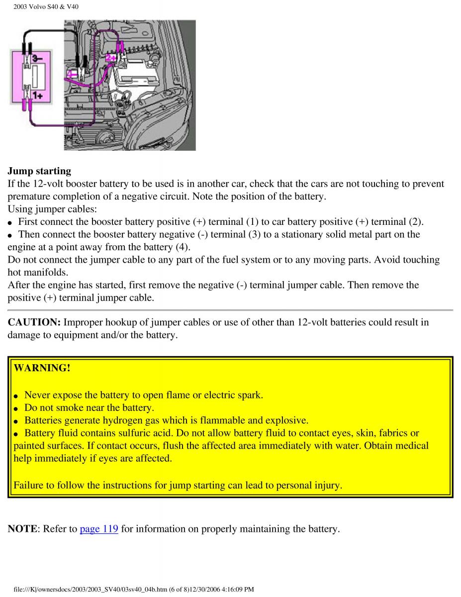 Volvo V40 S40 owners manual / page 100