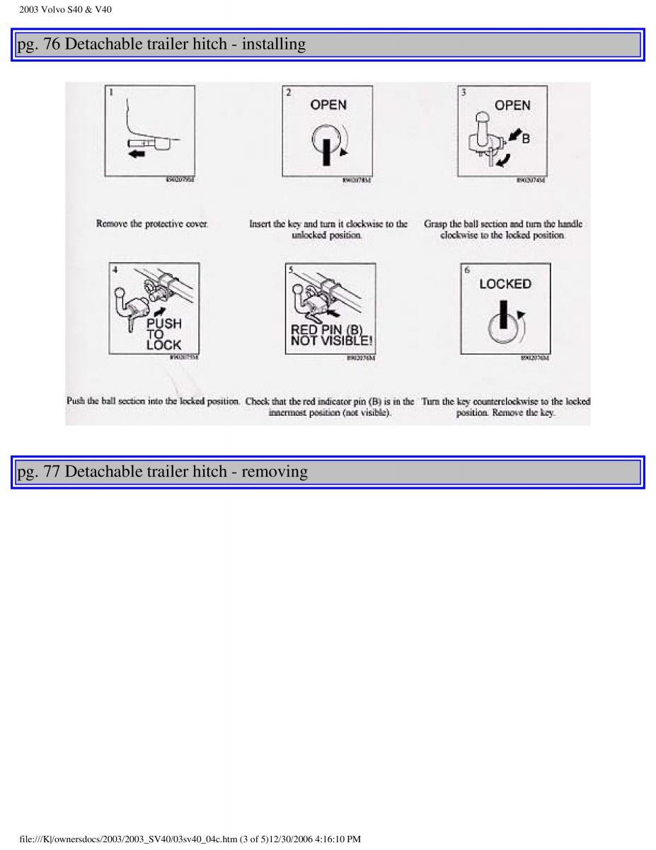 Volvo V40 S40 owners manual / page 105