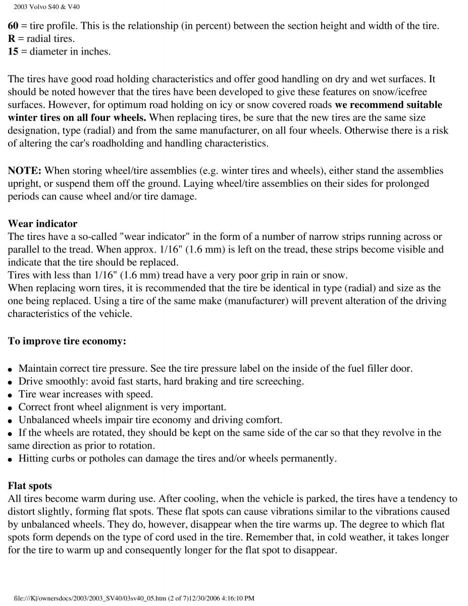 Volvo V40 S40 owners manual / page 109