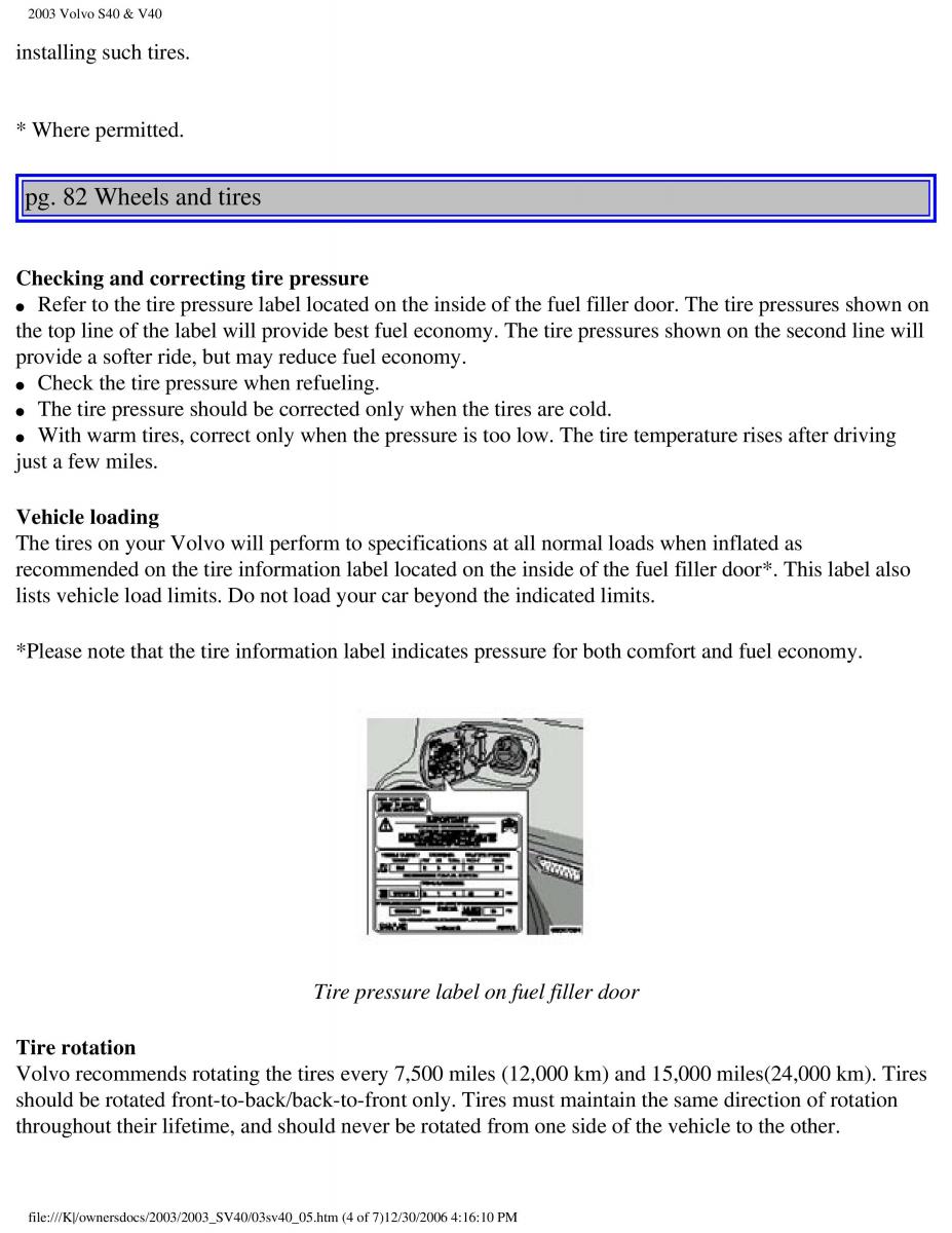 Volvo V40 S40 owners manual / page 111