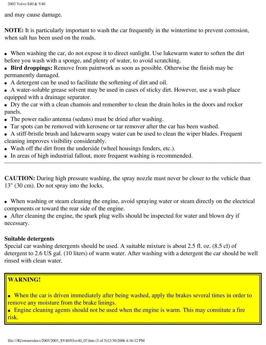 Volvo V40 S40 owners manual / page 137