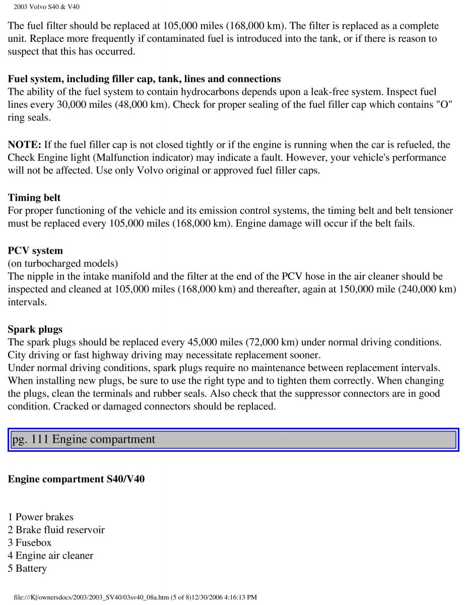 Volvo V40 S40 owners manual / page 144