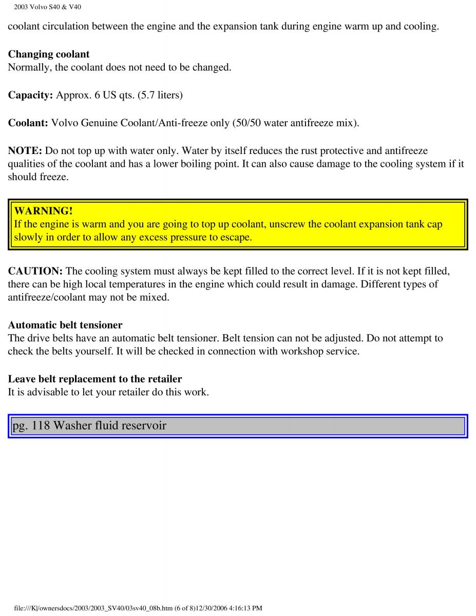 Volvo V40 S40 owners manual / page 153