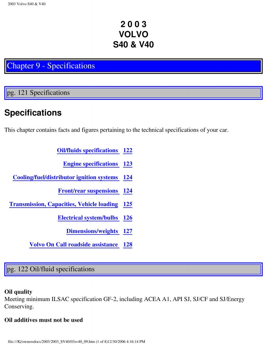 Volvo V40 S40 owners manual / page 156