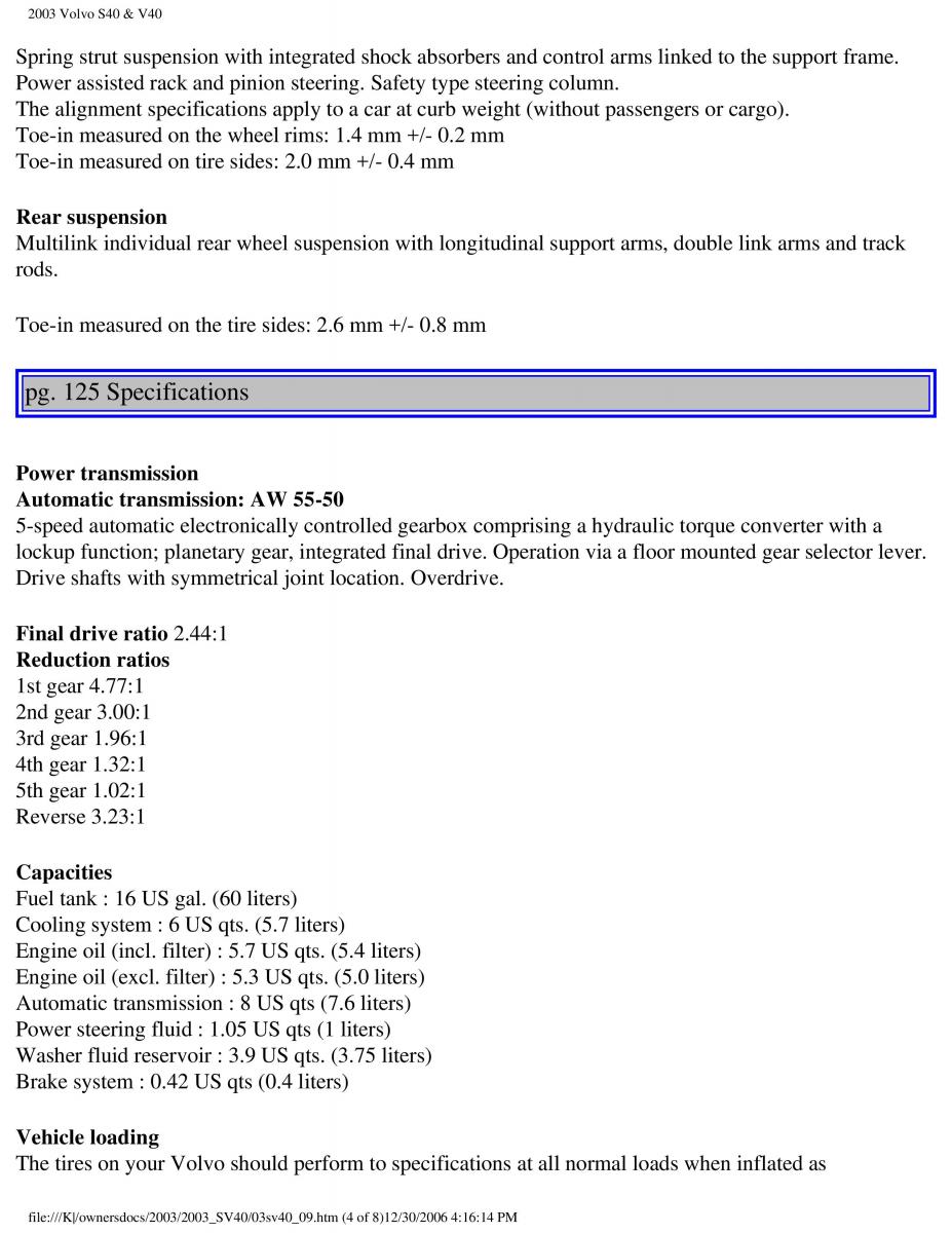 Volvo V40 S40 owners manual / page 159