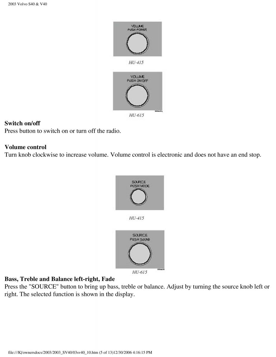 Volvo V40 S40 owners manual / page 168