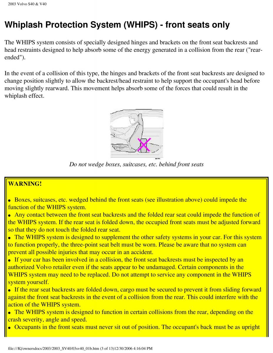 Volvo V40 S40 owners manual / page 17