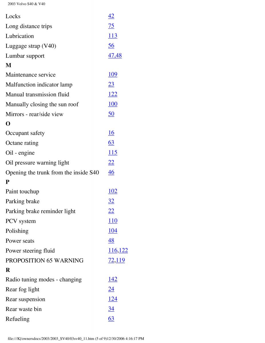 Volvo V40 S40 owners manual / page 181