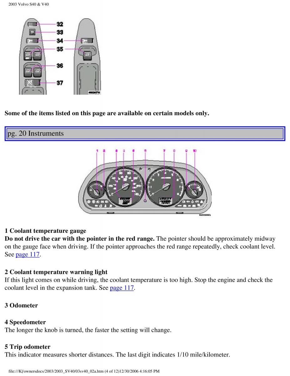 Volvo V40 S40 owners manual / page 31