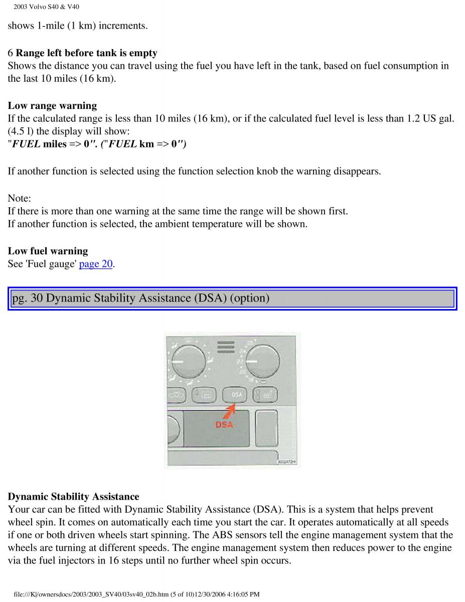 Volvo V40 S40 owners manual / page 44