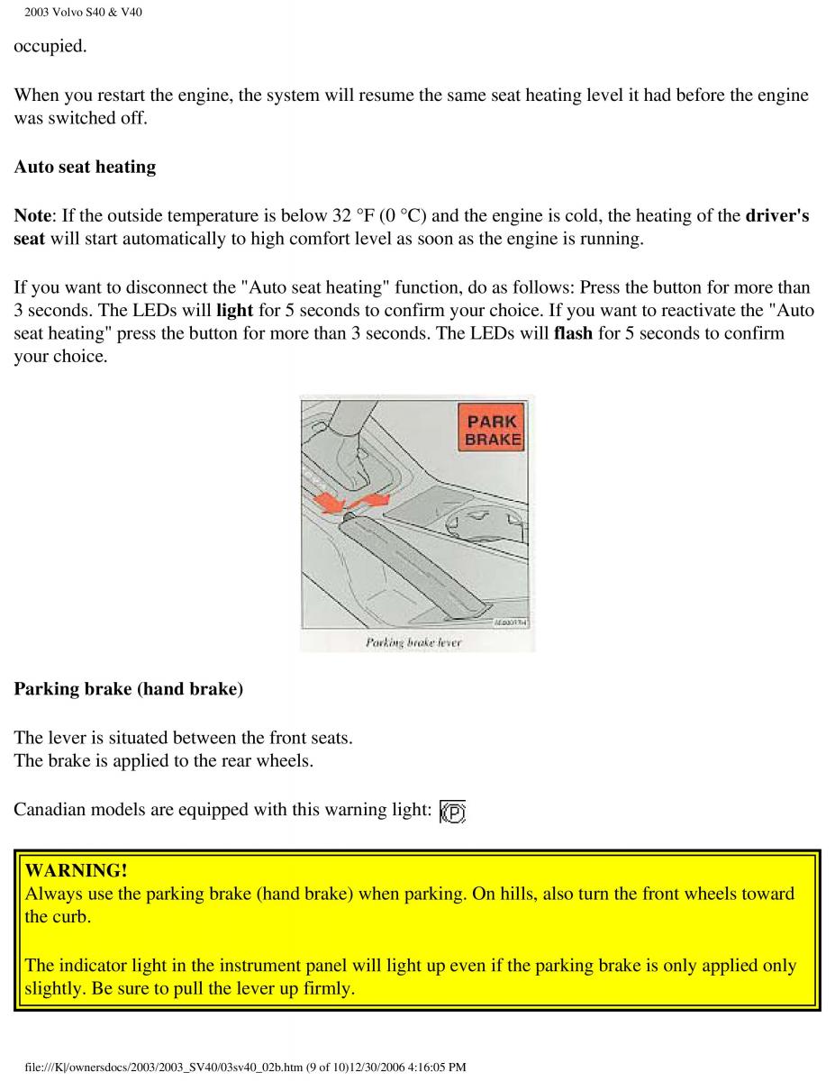 Volvo V40 S40 owners manual / page 48