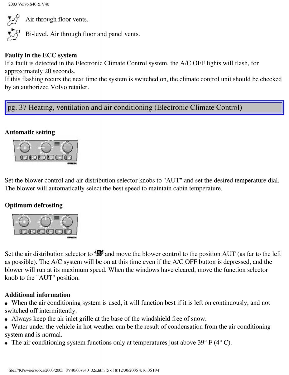 Volvo V40 S40 owners manual / page 54