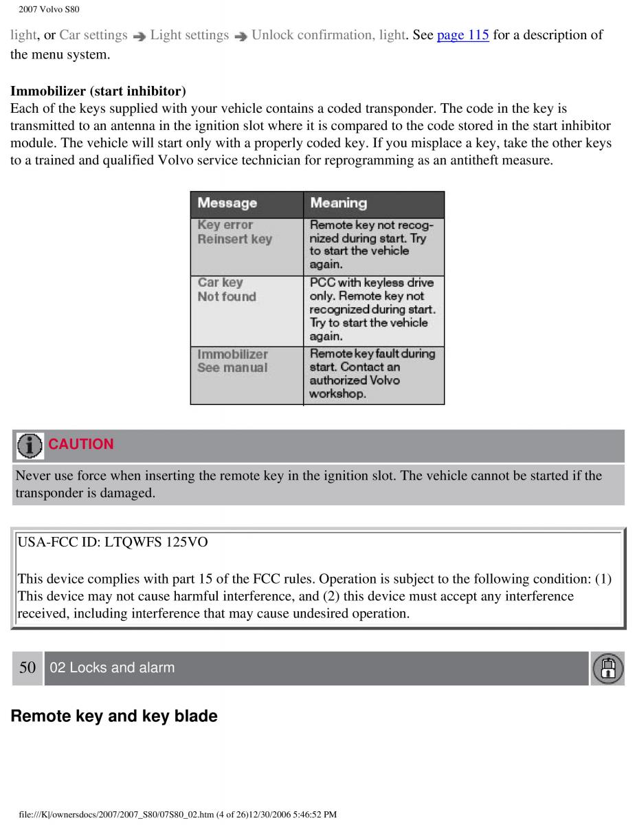 volvo S80 II 2 owners manual / page 56