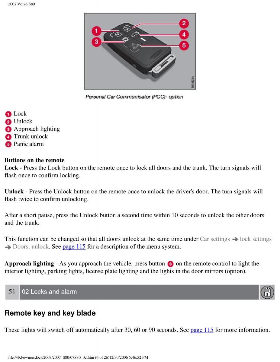 volvo S80 II 2 owners manual / page 58